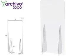 PANTALLA DE PROTECCION ARCHIVO 2000 DE PIE METACRILATO TRANSPARENTE 750X1400 MM