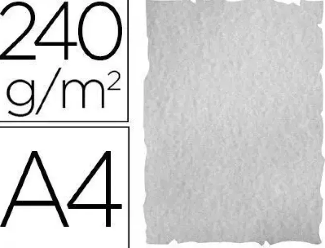 PAPEL COLOR LIDERPAPEL PERGAMINO CON BORDES A4 240G/M2 GRIS PACK DE 10 HOJAS