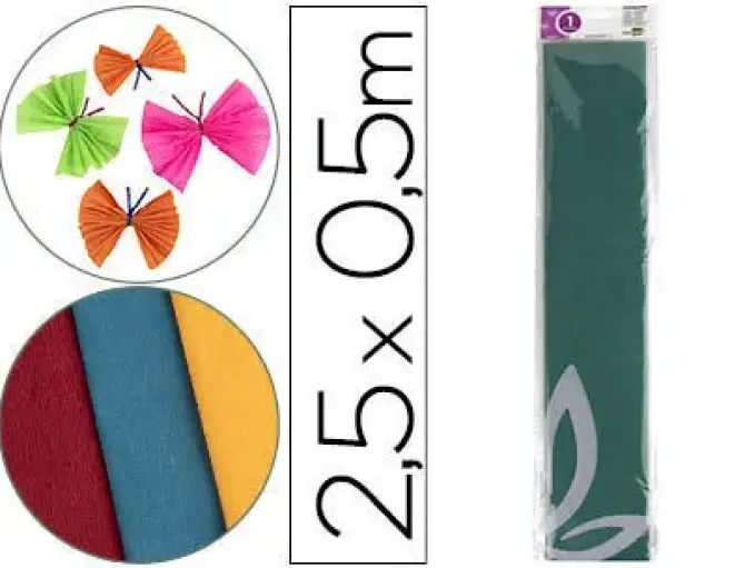 PAPEL CRESPON LIDERPAPEL 50 CM X 2.5M 34G/M2 VERDE OSCURO