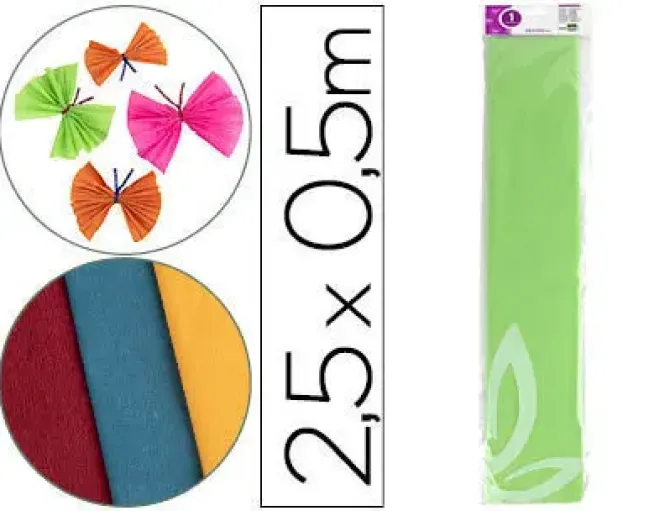 PAPEL CRESPON LIDERPAPEL 50 CM X 2.5M 34G/M2 VERDE CLARO