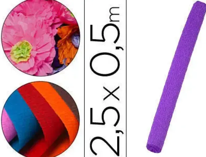 PAPEL CRESPON LIDERPAPEL ROLLO DE 50 CM X 2,5 M 85G/M2 MORADO