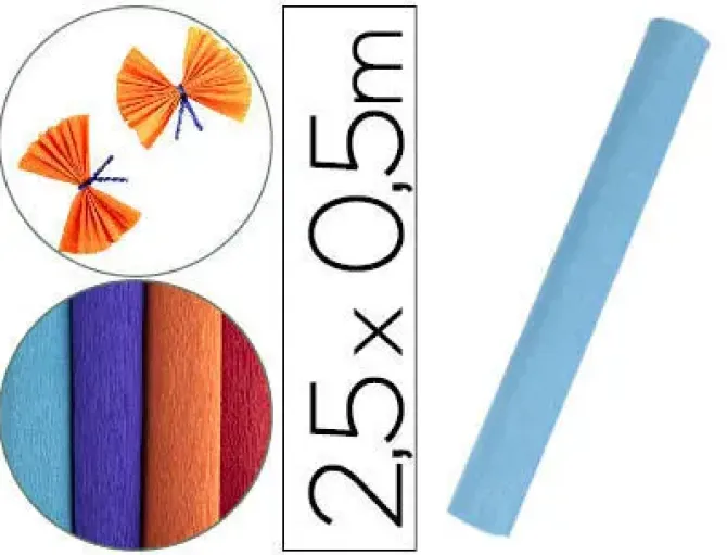 PAPEL CRESPON LIDERPAPEL ROLLO DE 50 CM X 2,5 M 85G/M2 CELESTE