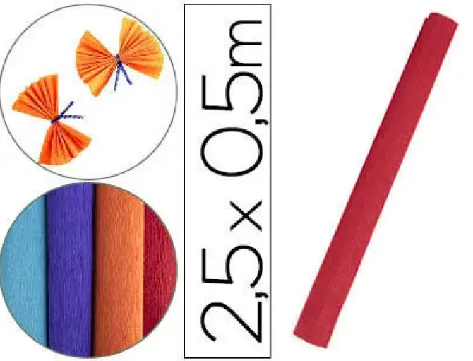 PAPEL CRESPON LIDERPAPEL ROLLO DE 50 CM X 2,5 M 85G/M2 ROJO