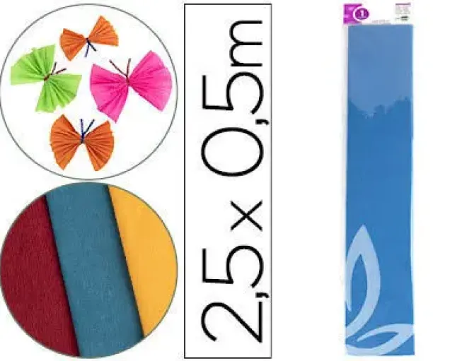 PAPEL CRESPON LIDERPAPEL 50 CM X 2.5M 34G/M2 AZUL