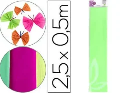 PAPEL CRESPON LIDERPAPEL 50 CM X 2,5 M 34G/M2 VERDE FLUORESCENTE