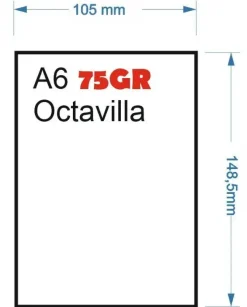 PAPEL 75GR 500HOJAS TAMAÑO A6 OCTAVILLA 148X105MM A6 BLANCO