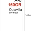 PAPEL 160GR 500HOJAS TAMAÑO OCTAVILLA 148X105MM A6 BLANCO GRUESO