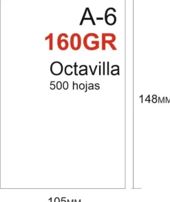 PAPEL 160GR 500HOJAS TAMAÑO OCTAVILLA 148X105MM A6 BLANCO GRUESO