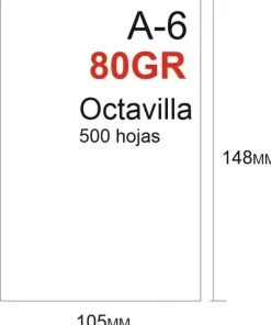 PAPEL 80GR 500HOJAS TAMAÑO OCTAVILLA 148X105MM A6 BLANCO