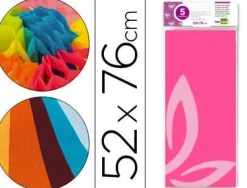 PAPEL SEDA LIDERPAPEL 52X76CM 18G/M2 BOLSA DE 5 HOJAS ROSA