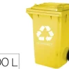 PAPELERA CONTENEDOR Q-CONNECT PLASTICO CON TAPADERA 100L COLOR AMARILLO 750X470X370 MM CON RUEDAS
