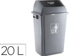 PAPELERA CONTENEDOR Q-CONNECT PLASTICO CON TAPA DE BALANCIN 20 LITROS 340X240X450 MM GRIS