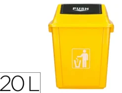 PAPELERA CONTENEDOR Q-CONNECT PLASTICO CON TAPA DE BALANCIN 20 LITROS 340X240X450 MM AMARILLO