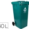 PAPELERA CONTENEDOR Q-CONNECT PLASTICO CON TAPADERA Y RUEDAS 240 LITROS 1040X620X610 MM VERDE