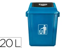 PAPELERA CONTENEDOR Q-CONNECT PLASTICO CON TAPA DE BALANCIN 20 LITROS 340X240X450 MM AZUL