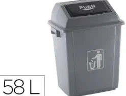 PAPELERA CONTENEDOR Q-CONNECT PLASTICO CON TAPA DE BALANCIN 58 LITROS GRIS 470X330X760 MM