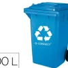 PAPELERA CONTENEDOR Q-CONNECT PLASTICO CON TAPADERA 100L COLOR AZUL 750X470X370 MM CON RUEDAS