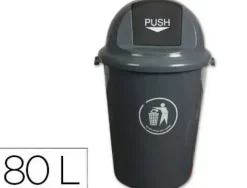 PAPELERA CONTENEDOR Q-CONNECT PLASTICO CON TAPADERA 80L COLOR GRIS 450X760 MM