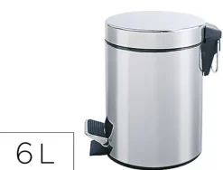 PAPELERA METALICA Q-CONNECT CON PEDAL CROMADA 32X21 CM CAPACIDAD 6 LITROS