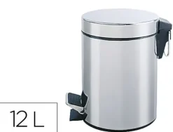 PAPELERA METALICA Q-CONNECT CON PEDAL CROMADA 25X38CM CAPACIDAD 12 LITROS