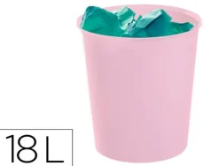 PAPELERA PLASTICO ARCHIVO 2000 ECOGREEN 100% RECICLADA 18 LITROS COLOR ROSA PASTEL