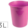 PAPELERA PLASTICO LIDERPAPEL ROSA OPACO 13 LITROS 275X285 MM