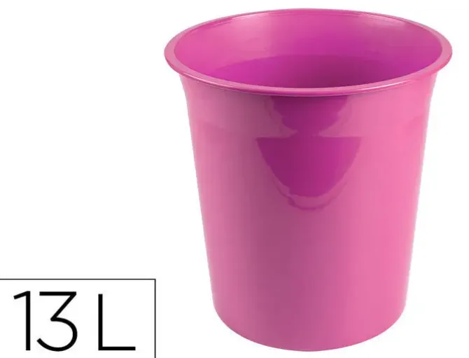 PAPELERA PLASTICO LIDERPAPEL ROSA OPACO 13 LITROS 275X285 MM