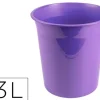 PAPELERA PLASTICO LIDERPAPEL LAVANDA OPACO 13 LITROS 275X285 MM