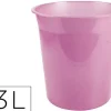 PAPELERA PLASTICO LIDERPAPEL ROSA TRANSLUCIDO 13 LITROS 275X285 MM MM