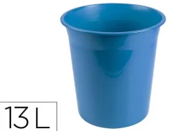 PAPELERA PLASTICO LIDERPAPEL CELESTE OPACO 13 LITROS 275X285 MM