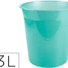 PAPELERA PLASTICO LIDERPAPEL MENTA TRANSLUCIDO 13 LITROS 275X285 MM MM