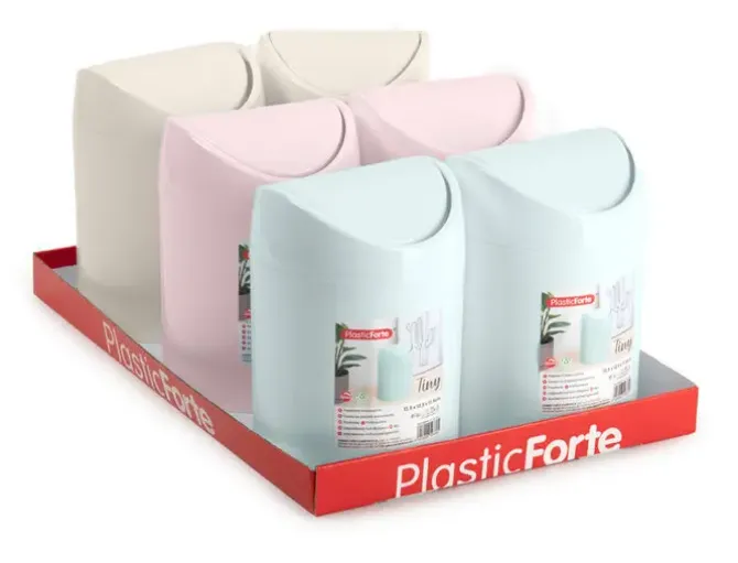 PAPELERA PLASTICO PLASTICFORTE TINY SOBREMESA 1,4L COLORES SURTIDOS 12,5X12,5X17,5 CM