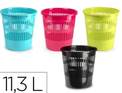 PAPELERA PLASTICO PLASTIFORTE REDONDA COLORES SURTIDOS 11,3 L 275X275X280 MM