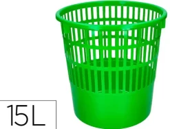 PAPELERA PLASTICO Q-CONNECT 15 LITROS COLOR VERDE 285X290 MM