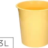 PAPELERA PLASTICO Q-CONNECT AMARILLO PASTEL OPACO 13 LITROS 275X285 MM