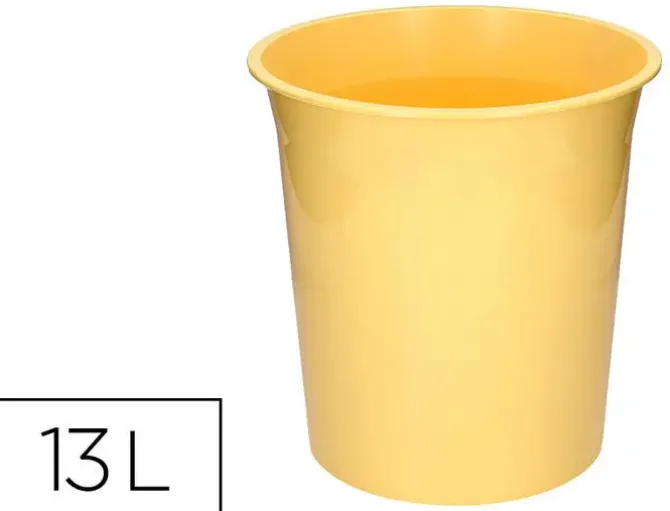 PAPELERA PLASTICO Q-CONNECT AMARILLO PASTEL OPACO 13 LITROS 275X285 MM