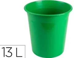 PAPELERA PLASTICO Q-CONNECT VERDE OPACO 13 LITROS DIM. 275X285MM