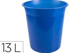 PAPELERA PLASTICO Q-CONNECT AZUL TRANSLUCIDO 13 LITROS DIM. 275X285 MM