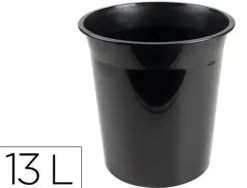 PAPELERA PLASTICO Q-CONNECT NEGRO OPACO 13 LITROS DIM.275X285 MM
