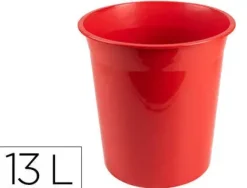PAPELERA PLASTICO Q-CONNECT ROJO OPACO 13 LITROS