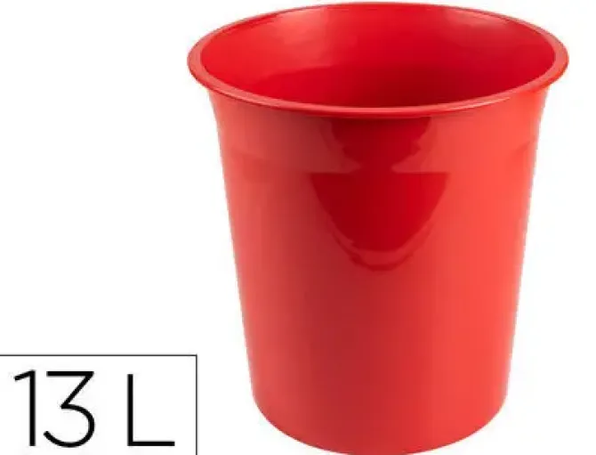 PAPELERA PLASTICO Q-CONNECT ROJO OPACO 13 LITROS