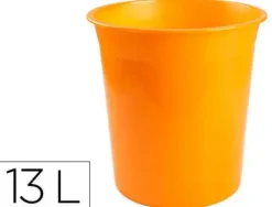 PAPELERA PLASTICO Q-CONNECT NARANJA TRANSLUCIDO 13 LITROS 275X285 MM