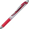 PENTEL ENERGEL BOLIGRAFO DE BOLA RETRACTIL - PUNTA 0.7MM - TRAZO 0.35MM - TINTA GEL - RECARGABLE - GRIP DE AGARRE - CLIP DE METAL - 50% DE MATERIALES RECICLADOS - COLOR ROJO