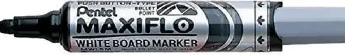 PENTEL MAXIFLO ROTULADOR PARA PIZARRA BLANCA - REGULACION DEL FLUJO DE TINTA - PUNTA REDONDA - ANCHO DE LINEA 2,5MM - 50% DE MATERIALES RECICLADOS - COLOR NEGRO