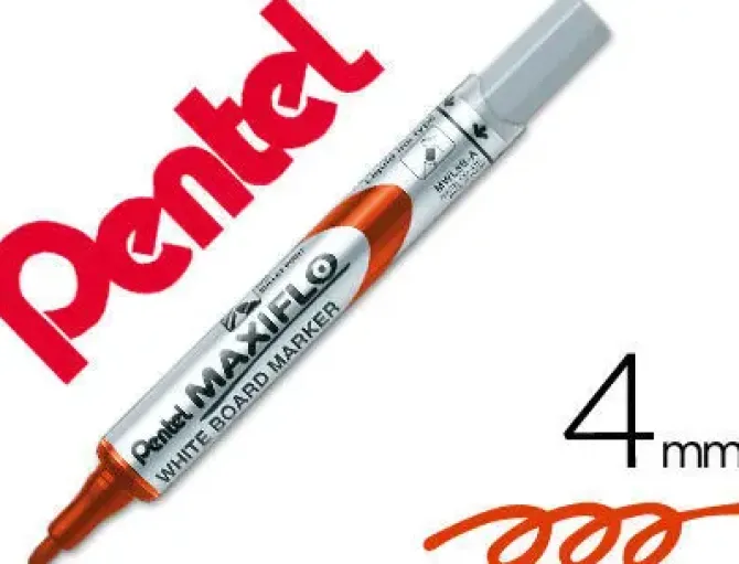 PENTEL MAXIFLO ROTULADOR PARA PIZARRA BLANCA - REGULACION DEL FLUJO DE TINTA - PUNTA DE BALA - ANCHO DE LINEA 2MM - 50% DE MATERIALES RECICLADOS - COLOR ROJO