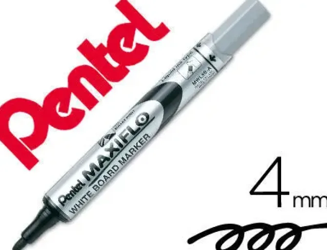 PENTEL MAXIFLO ROTULADOR PARA PIZARRA BLANCA - REGULACION DEL FLUJO DE TINTA - PUNTA DE BALA - ANCHO DE LINEA 2MM - 50% DE MATERIALES RECICLADOS - COLOR NEGRO