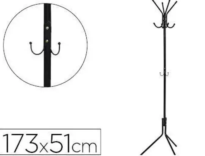 PERCHERO METALICO Q-CONNECT NEGRO 8 COLGADORES 173X51 CM