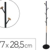 PERCHERO METALICO Q-CONNECT NEGRO CON DETALLES DE MADERA 5 COLGADORES 177X28,5 CM
