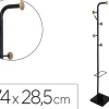 PERCHERO METALICO Q-CONNECT NEGRO CON DETALLES DE MADERA 6 COLGADORES Y PARAGUERO 174X28,5 CM