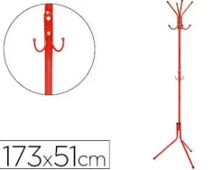 PERCHERO METALICO Q-CONNECT ROJO 8 COLGADORES 173X51 CM